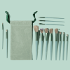 13 Pcs Makeup Brushes Kit, Foundation Brush Eyeshadow Brush Highlighter Loose Powder Blush(Green)