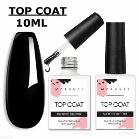 2 PCS Top Coat Kit, MAKARTT Soak Off Nail Gel No Wipe Top Coat 10ml Top Coat Set for UV LED Nail Gel Polish Soak Off UV Tops