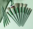 13 Pcs Makeup Brushes Kit, Foundation Brush Eyeshadow Brush Highlighter Loose Powder Blush(Green)