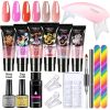 Mobray Poly Nail Gel Set Manicure Set Gel Cuticle Pusher Finger Extend Mold Nail Kit All For Quick Extension Manicure Set